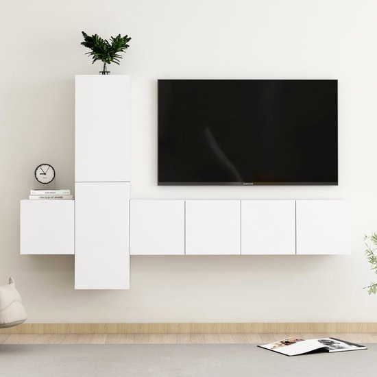 vidaXL TV-meubel - Bronson - Wandbevestiging - Wit - Spaanplaat - 60 x 30 x 30 cm - Trendy design