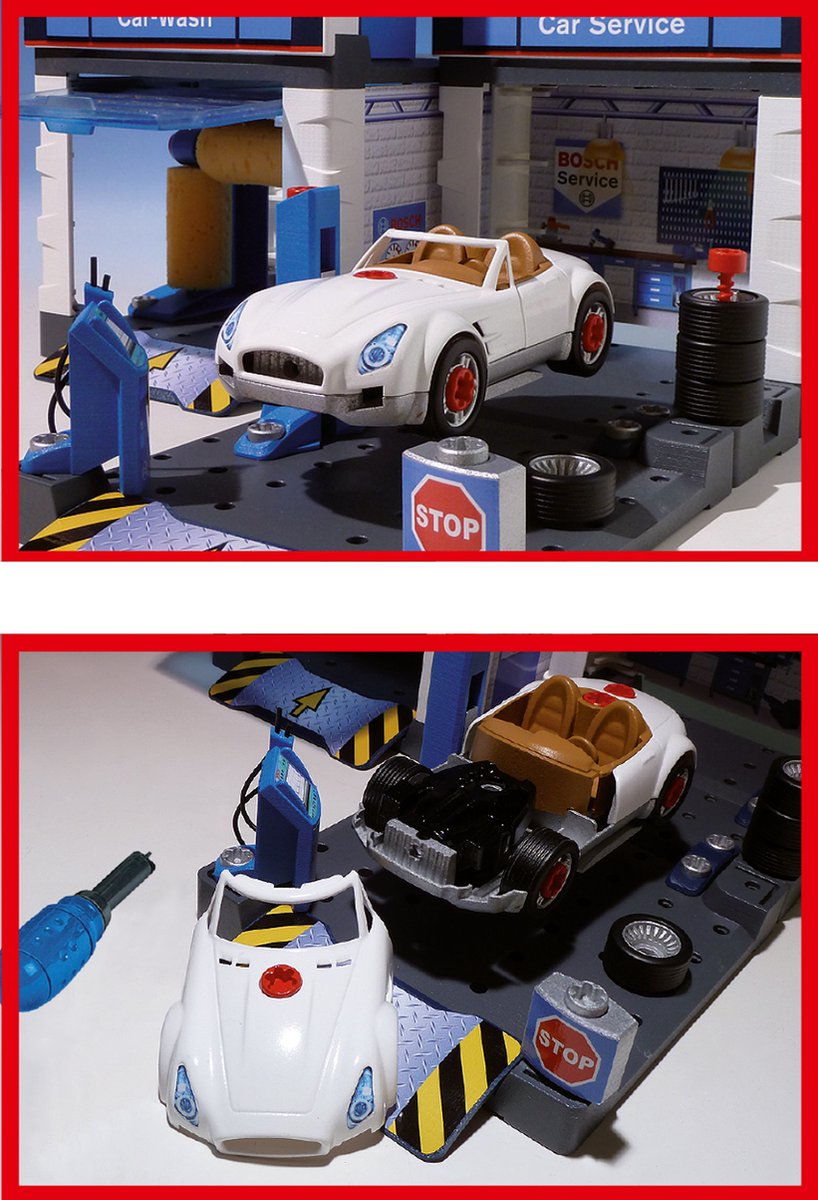 Klein Toys Bosch car service autogarage - montagespeelgoed met hefbrug en wasstraat - 41x39x29 cm - blauw — afbeelding 3