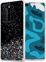 Cadorabo Hoesje geschikt voor Huawei P40 PRO / P40 PRO+ in Zwart met Glitter - Beschermhoes van flexibel TPU silicone met fonkelende glitters Case Cover Etui