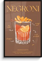 FrameYourWall® - Fotolijst met poster 80x120 cm - Foto in lijst - Cocktail ingrediënten - Negroni - Fotokader van hout - Kaders en lijsten - Wissellijst muurposter - Picture en photo frame - Posterlijst - Fotohouder - Cadeau voor vrouw