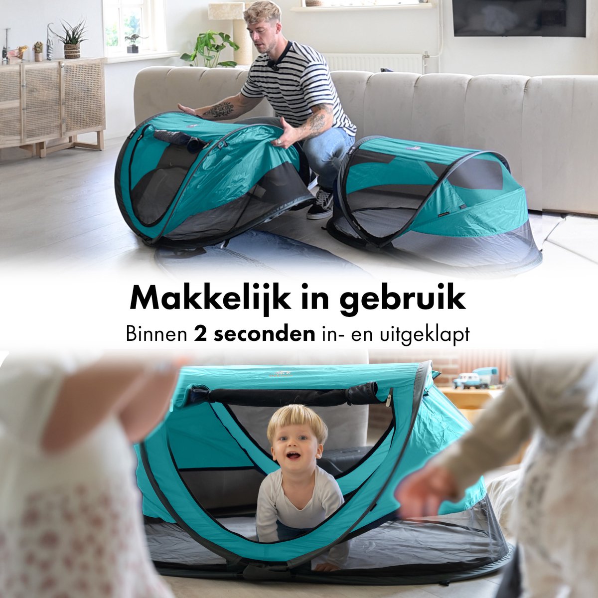Deryan Peuter Luxe Campingbedje – Inclusief zelfopblaasbare matras - Ocean thumbnail 4