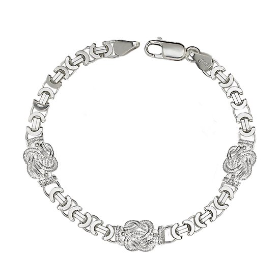 Juwelier Zwartevalk zilveren platte koningsschakel armband met mattenklopper - ET 50-M/20,5 cm -