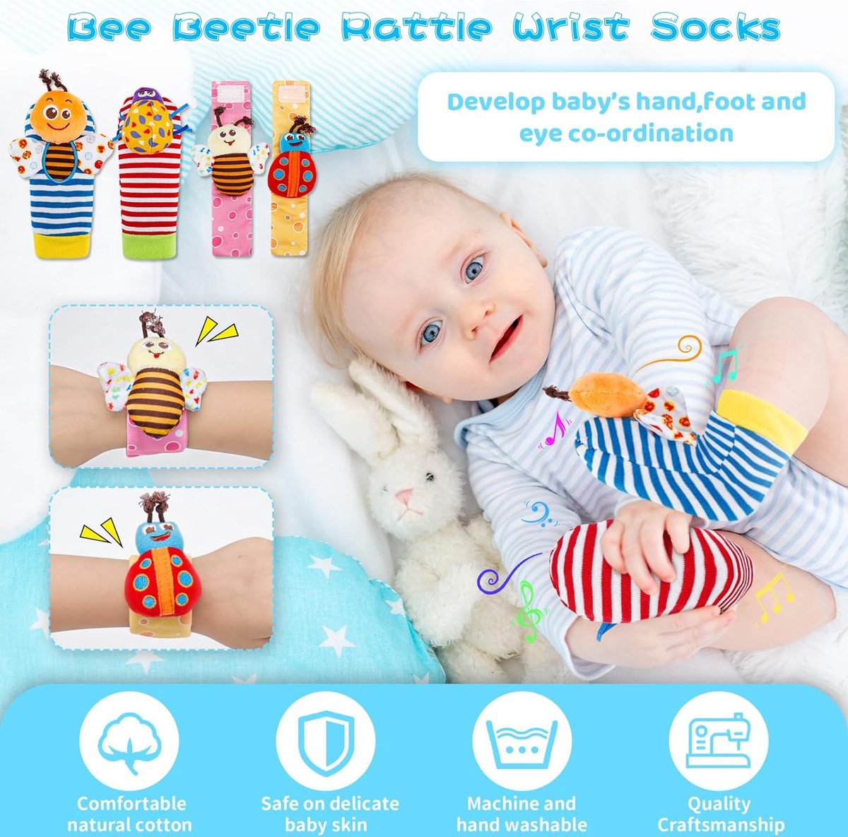 Bébé bébé bébé Rattle Chaussettes Jouets 3-6 à 12 mois Fille