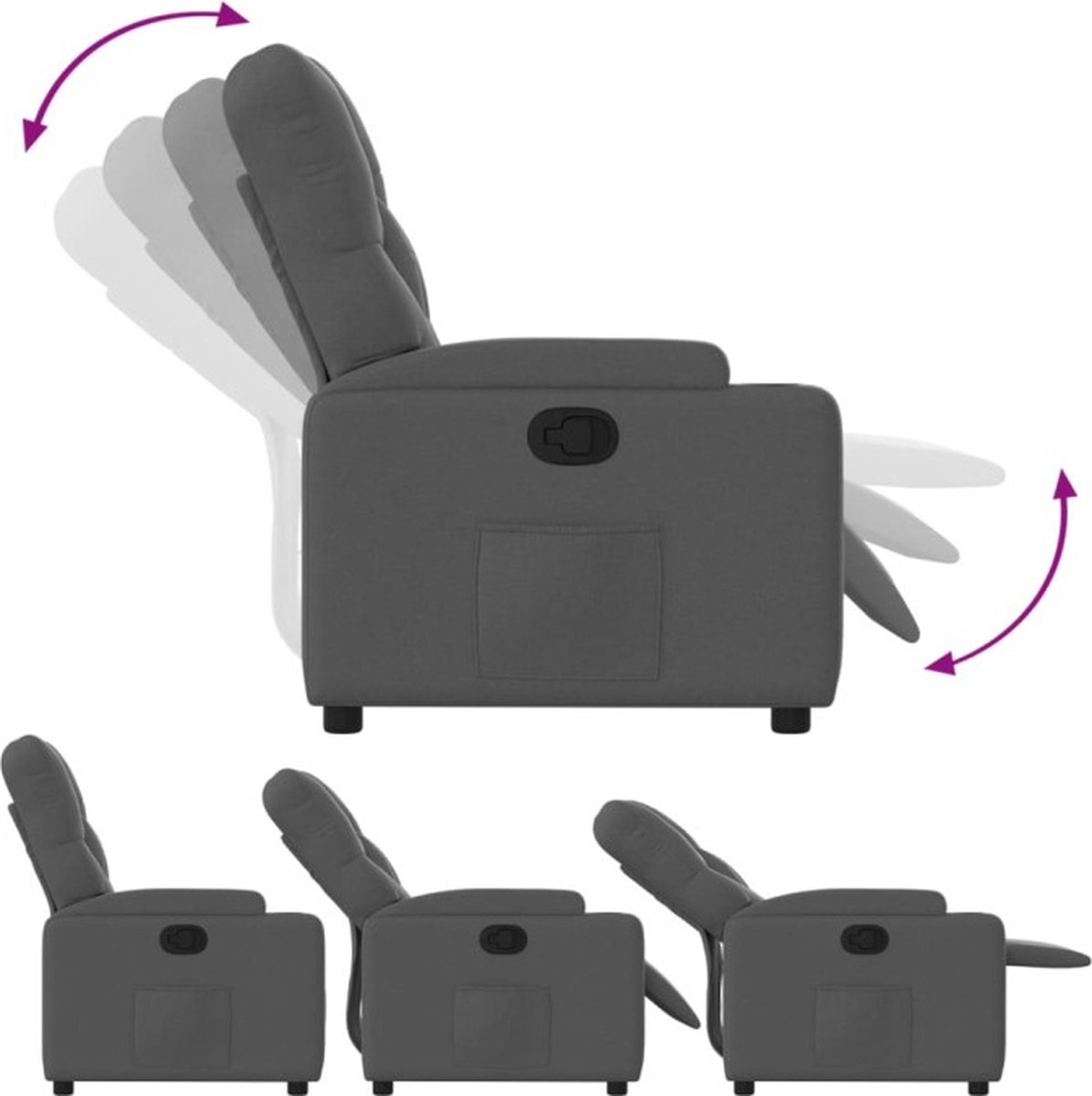 vidaXL vidaXL Donkergrijze Relaxfauteuil Stof - afbeelding 2