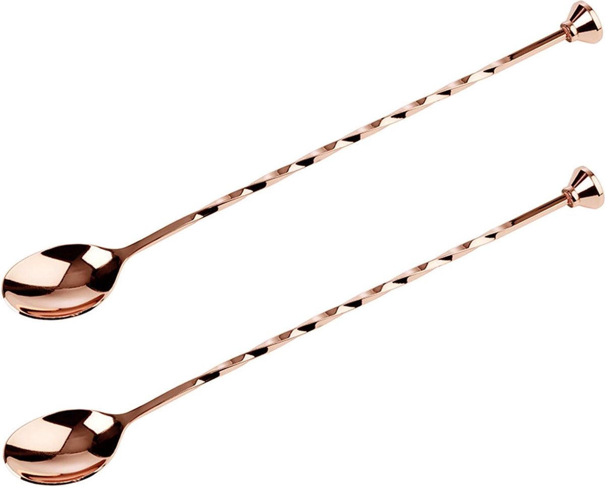 Buddy's Bar - Bar lepel set - 2 stuks 27 cm - koper gepolijst - met stamper