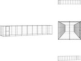 vidaXL Hondenkennel - Gepoedercoat staal - Zwart/Zilver - 990x220x180 cm - Met dak en deur - Kennel