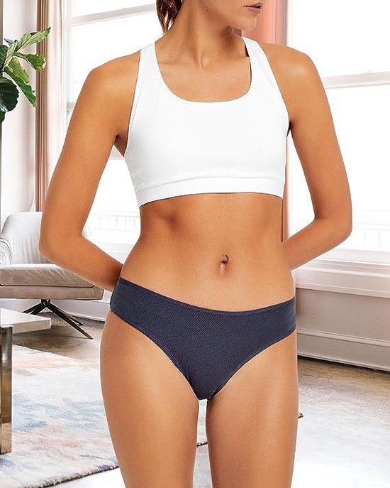 Sous-vêtements pour femmes – Sous-vêtements en coton pour femmes – Culottes pour femmes – Sous-vêtements pour femmes, lot de 6 culottes de bikini douces – Zwart – Taille L