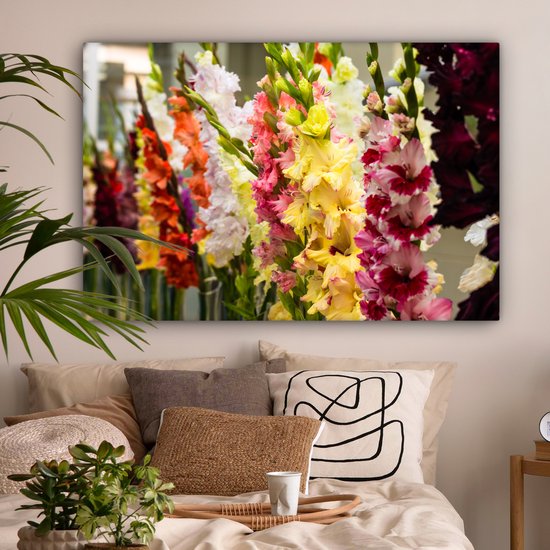 Impression sur Toile Glaïeul - Fleurs - Couleurs - 140x90 cm - Décoration murale