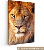 Canvas schilderij 120x180 cm - Wanddecoratie Leeuw - Portret - Kleuren - Muurdecoratie woonkamer - Slaapkamer decoratie - Kamer accessoires - Schilderijen