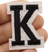 Alfabet Strijk Embleem Letter Patch Zwart Wit Letter K / 3.5 cm / 4.5 cm