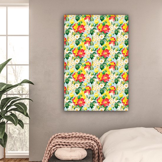 Tableau sur toile Fleurs - Pastel - Couleurs - 90x140 cm - Décoration murale