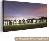 Canvas Schilderij Quotes - May the force be with you - Spreuken - Verlichte letters - 80x40 cm - Wanddecoratie