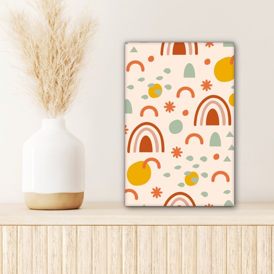 Canvas schilderij 20x30 cm - Wanddecoratie Regenboog - Patroon - Zomer - Muurdecoratie woonkamer - Slaapkamer decoratie - Kamer accessoires - Schilderijen op canvas