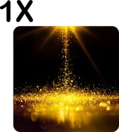 BWK Luxe Placemat - Gouden Glitter Regen - Set van 1 Placemats - 40x40 cm - 2 mm dik Vinyl - Anti Slip - Afneembaar