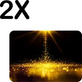 BWK Luxe Placemat - Gouden Glitter Regen - Set van 2 Placemats - 40x30 cm - 2 mm dik Vinyl - Anti Slip - Afneembaar