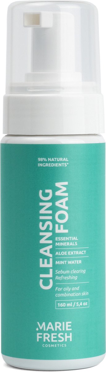 Marie Fresh Cosmetics Foam cleaner - Natuurlijk - Gecombineerde & Vette Huid - Gezichtsverzorging Skincare - Face wash - Make up remover - Acne control cleanser - Cleanser face - Gezichtsreiniger 160 ml