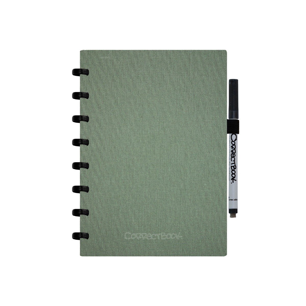Correctbook Linnen Hardcover A5 Olive Green-Gelinieerd - Uitwisbaar / Whiteboard Notitieboek