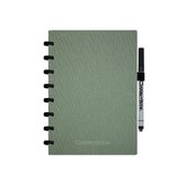 Correctbook Linnen Hardcover A5 Olive Green-Blanco - Uitwisbaar / Whiteboard Notitieboek