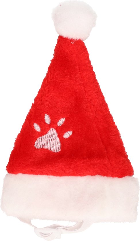 Bonnet de Père Noël - pour chats/petits chiens - rouge - polyester