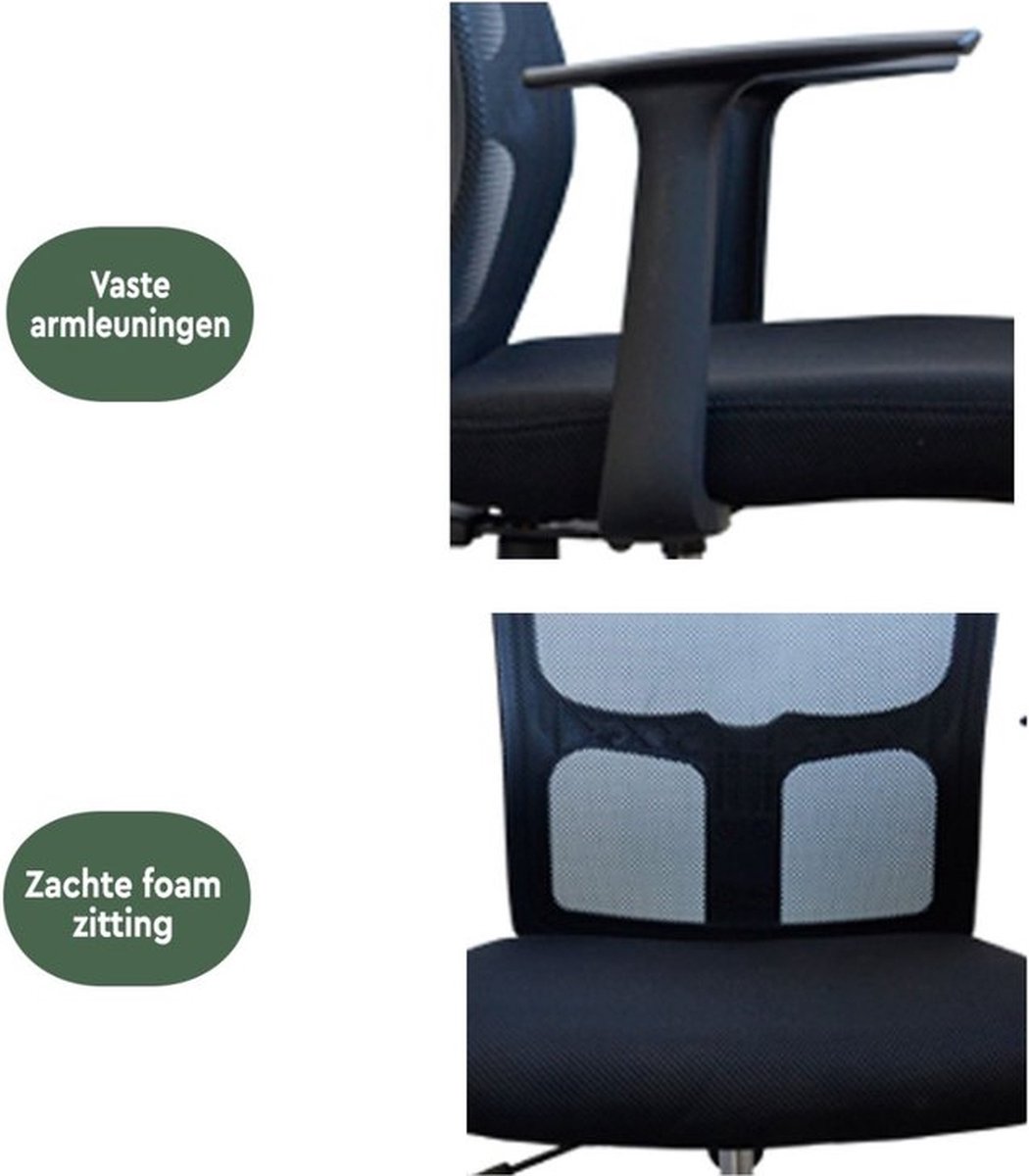 BRASQ OC200 Ergonomische Bureaustoel Zwart met Ademend Mesh - afbeelding 3