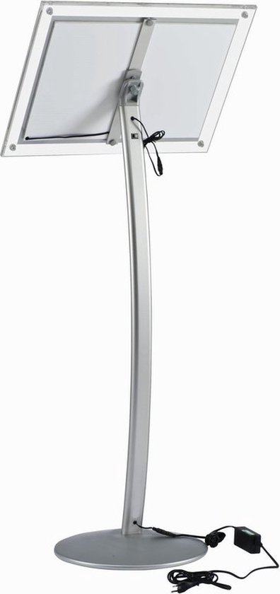 QWORK® A4 Posterstandaard Informatiestandaard - Veilige hoek - Aluminiumlegering - 360° draaibaar - In hoogte verstelbaar 75~120cm (zwart, A4