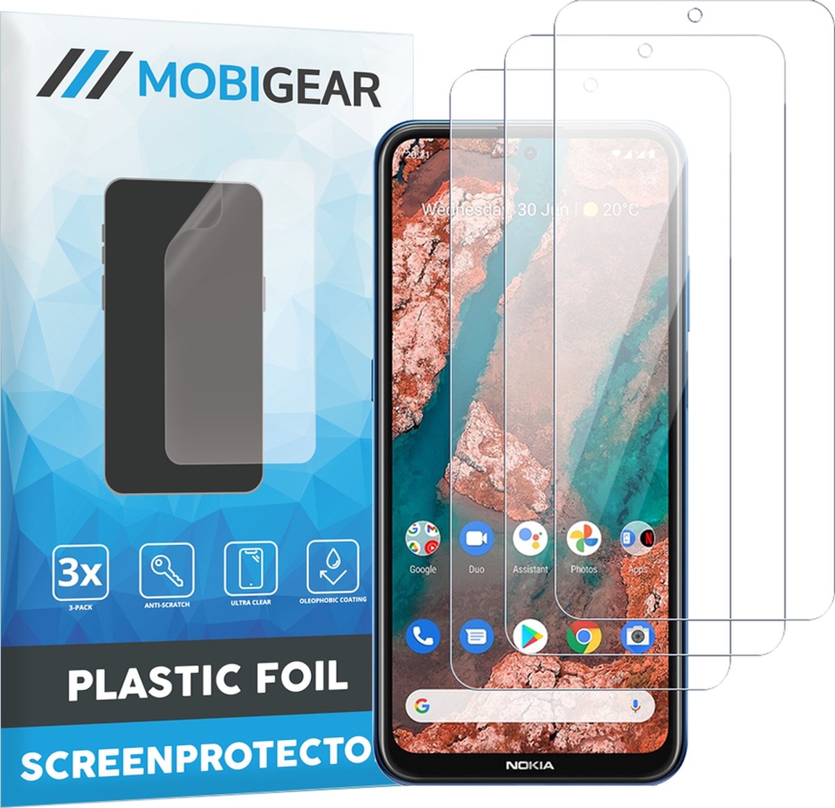 Mobigear Screenprotector geschikt voor Nokia XR20 | Mobigear Screenprotector Folie - Case Friendly (3-Pack)