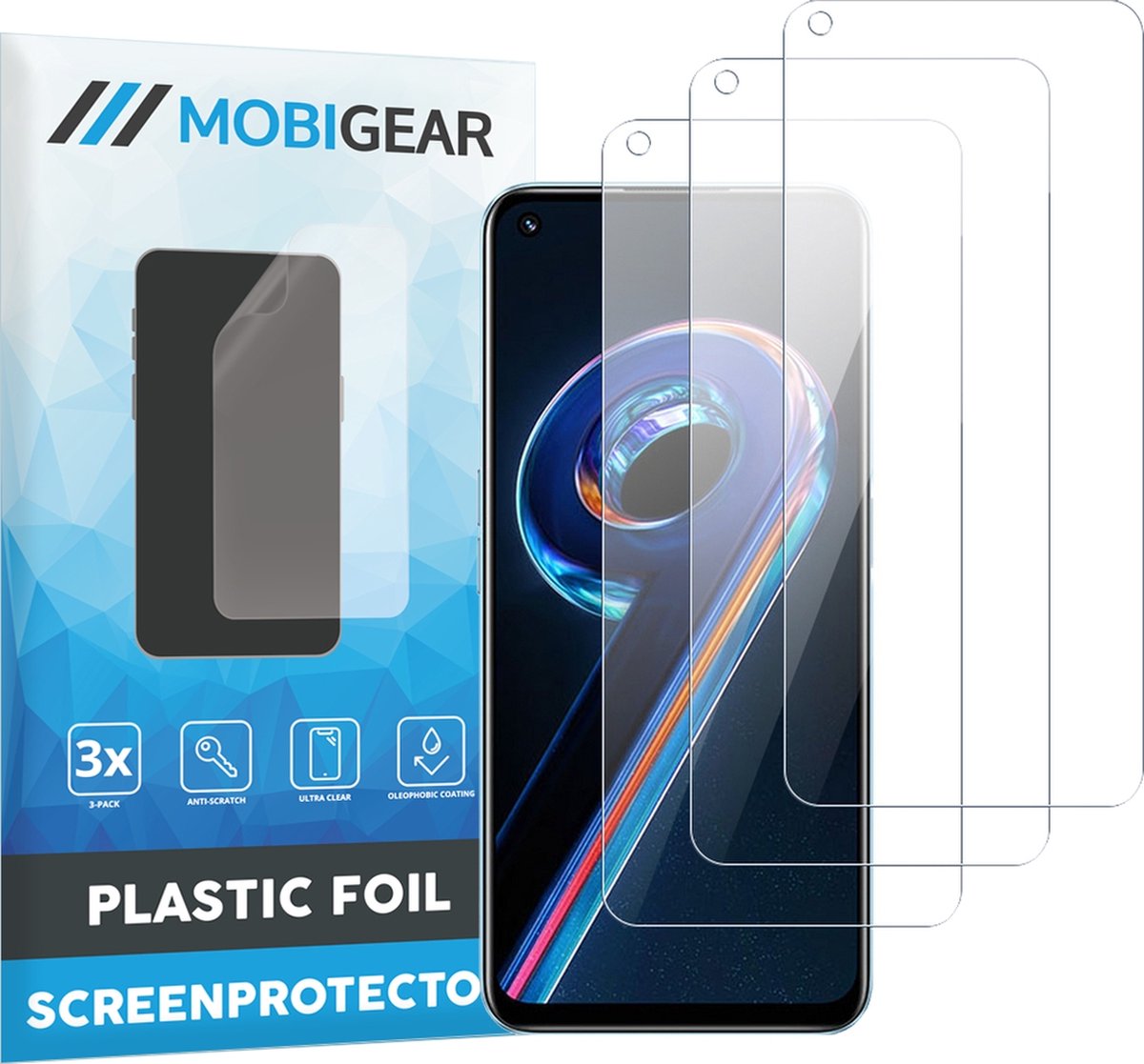 Mobigear Screenprotector geschikt voor Realme 9 Pro | Mobigear Screenprotector Folie - Case Friendly (3-Pack)