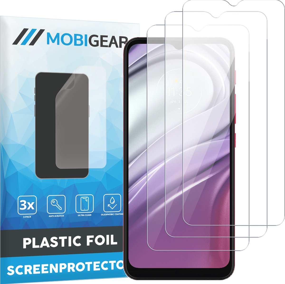 Mobigear Screenprotector geschikt voor Motorola Moto G20 | Mobigear Screenprotector Folie - Case Friendly (3-Pack)