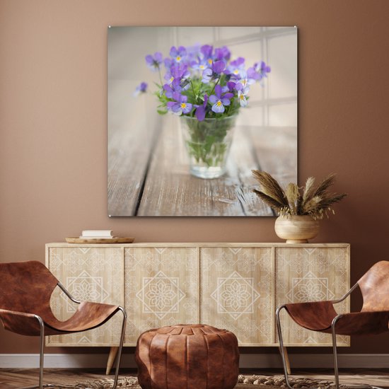 MuchoWow® Peinture sur verre 90x90 cm - Peinture sur verre - Violons dans un vase - Photo sur verre acrylique - Peintures