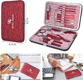Manicure Set Professionele Nagelknippers Kit -16Pcs Pedicure Care Tools Roestvrij Staal Vrouwen Grooming Kit voor Reizen of Thuis (Ruby Red)