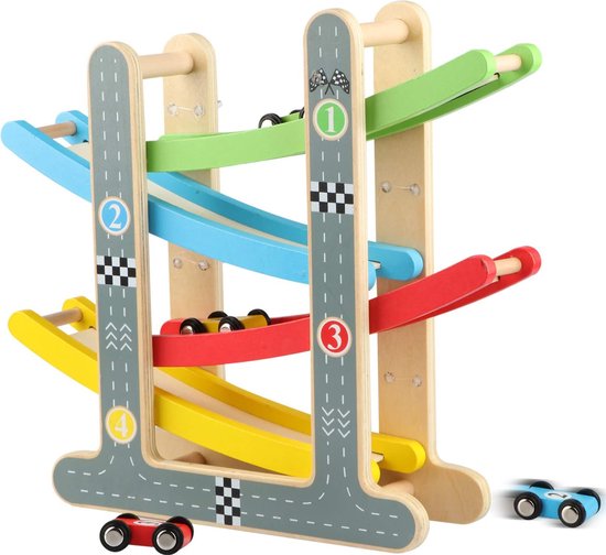 Jouet Rampe de Course en Bois pour Garçon 2 Ans,Jeu Voiture pour