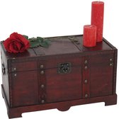 Cosmo Casa Houten kist houten doos schatkist - Valence antieke uitstraling 30x57x29cm - Vierkant
