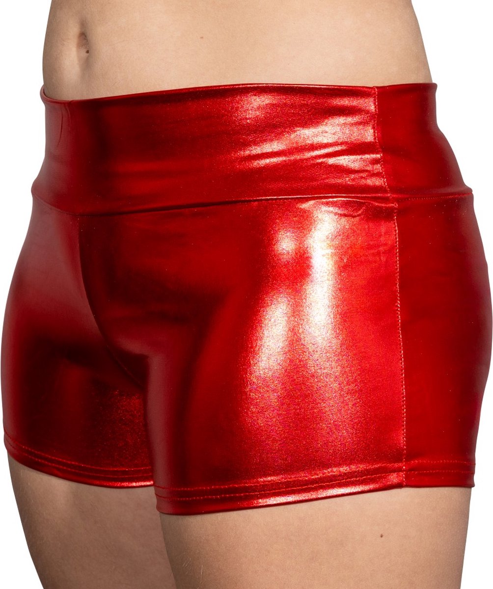 Glanzende hotpants - rood - S - 34