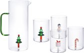 OZAIA Karaf + set van 4 glazen met kerstmotieven - SCOPA L 14.5 cm x H 24 cm x D 14.5 cm