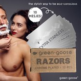 Lames de rasoir green-goose ® | 10 pièces | pour le rasage Classique | Rasoir ouvert | Lames de recharge | Emballé de manière durable | Lames à double tranchant