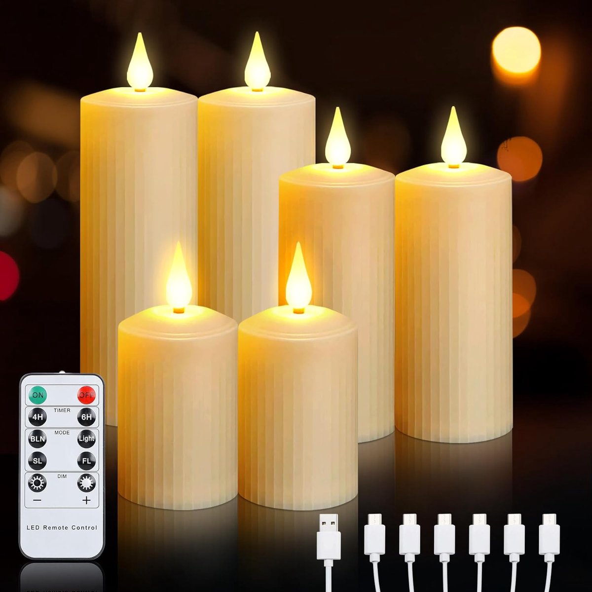 Bougie a LED rechargeable ou télécommande et flamme vacillante
