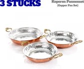 Koperen Pan Traditioneel - Koekenpan Omeletpan Handgemaakt - Turkse Pan 3 stuks