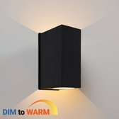 Ledmatters - Wandlamp Zwart - Down - Dimbaar - 9.8 watt - 355 Lumen - 2200-2700 Kelvin - 2200-2700k - IP65 Buitenverlichting