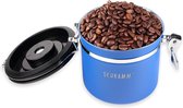 Koffieblik 1200 ml in 10 kleuren met doseerlepel Hoogte: 12cm koffieblikjes koffiehouder van roestvrij staal, kleur: blauw