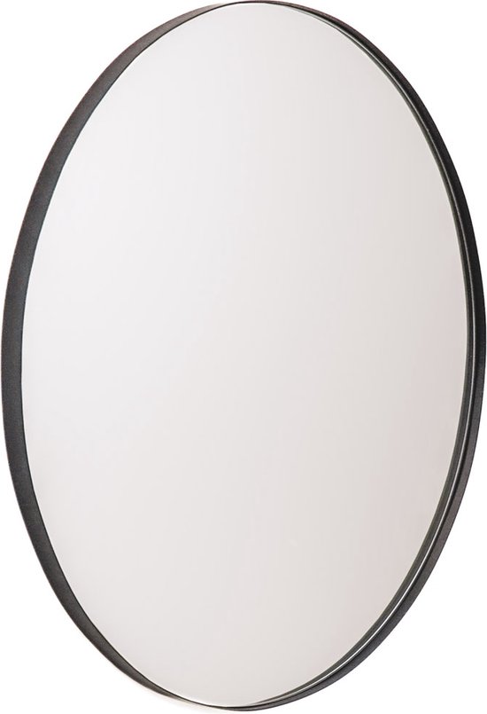 Housevitamin Ronde Metalen Spiegel - Staal Rand 3cm Dia - Gemaakt van Staal Zwarte Wand Spiegel