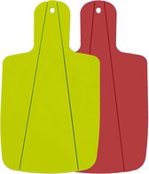 Snijplank, kunststof met handvat, snijplank, opvouwbare snijplank, keukenplank, inklapbare snijplank, buigzame snijplank, knikbare snijplank, 2-delige set, groen en rood
