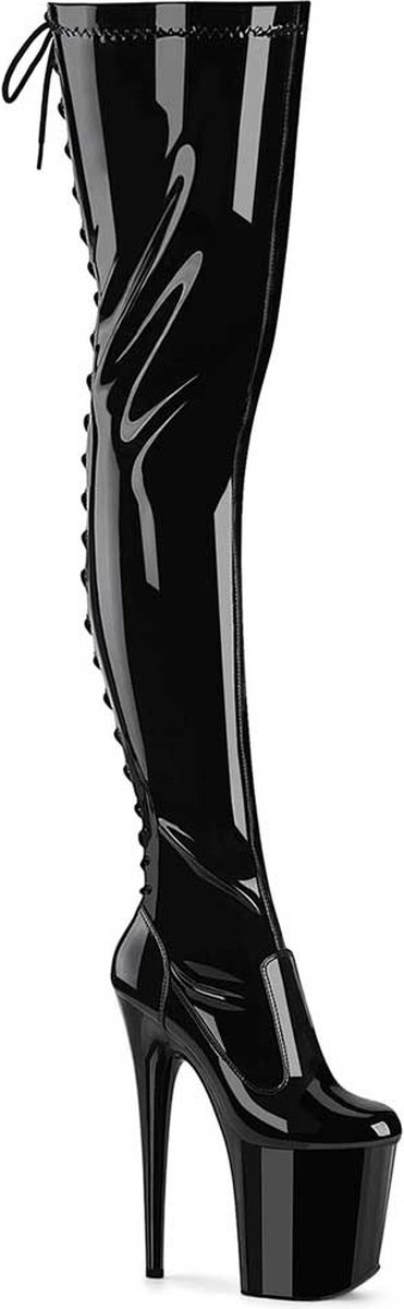Pleaser FLAMINGO-3850 Plateau Overknee Laarzen 38 Shoes Zwart