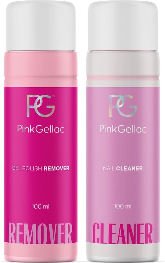 Pink Gellac Combi Deal 2 x 100ml - Remover - Cleaner - Gellak Set voor Thuis - Gelnagels Producten
