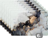 Placemats - Marmer - Zwart - Goud - Luxe - Onderleggers placemat - 45x30 cm - 6 stuks