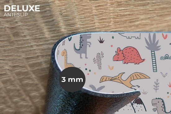 Set de table - Napperons en plastique - Motifs - Dino - Arbre - Garçon - Garçons - Enfants - Kids - 45x30 cm - 6 pièces - Résistant à la chaleur - Antidérapant - Sous-couche - Amovible