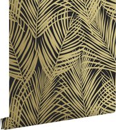 ESTAhome behangpapier palmbladeren zwart en goud - 139318 - 0,53 x 10,05 m