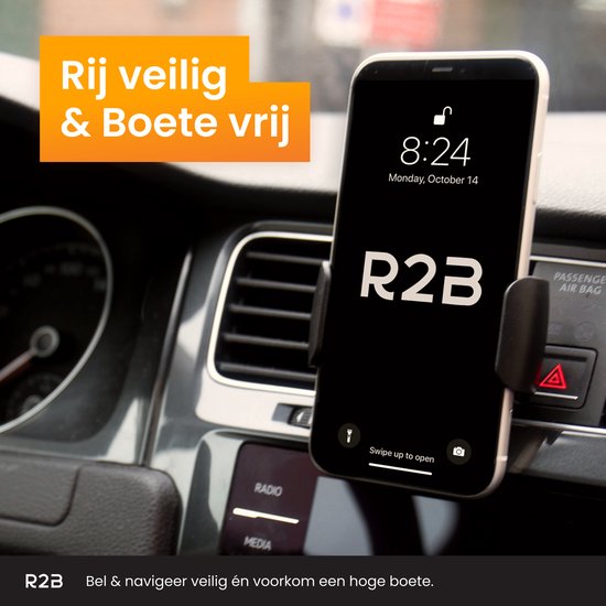 R2B® Telefoonhouders Auto Ventilatie Rooster - Gsm Houder Auto - Accessories - Auto Telefoonhouder - Model Amsterdam - R2B