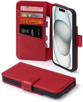 iPhone 15 Hoesje - Luxe MobyDefend Wallet Bookcase - Rood - GSM Hoesje - Telefoonhoesje Geschikt Voor iPhone 15