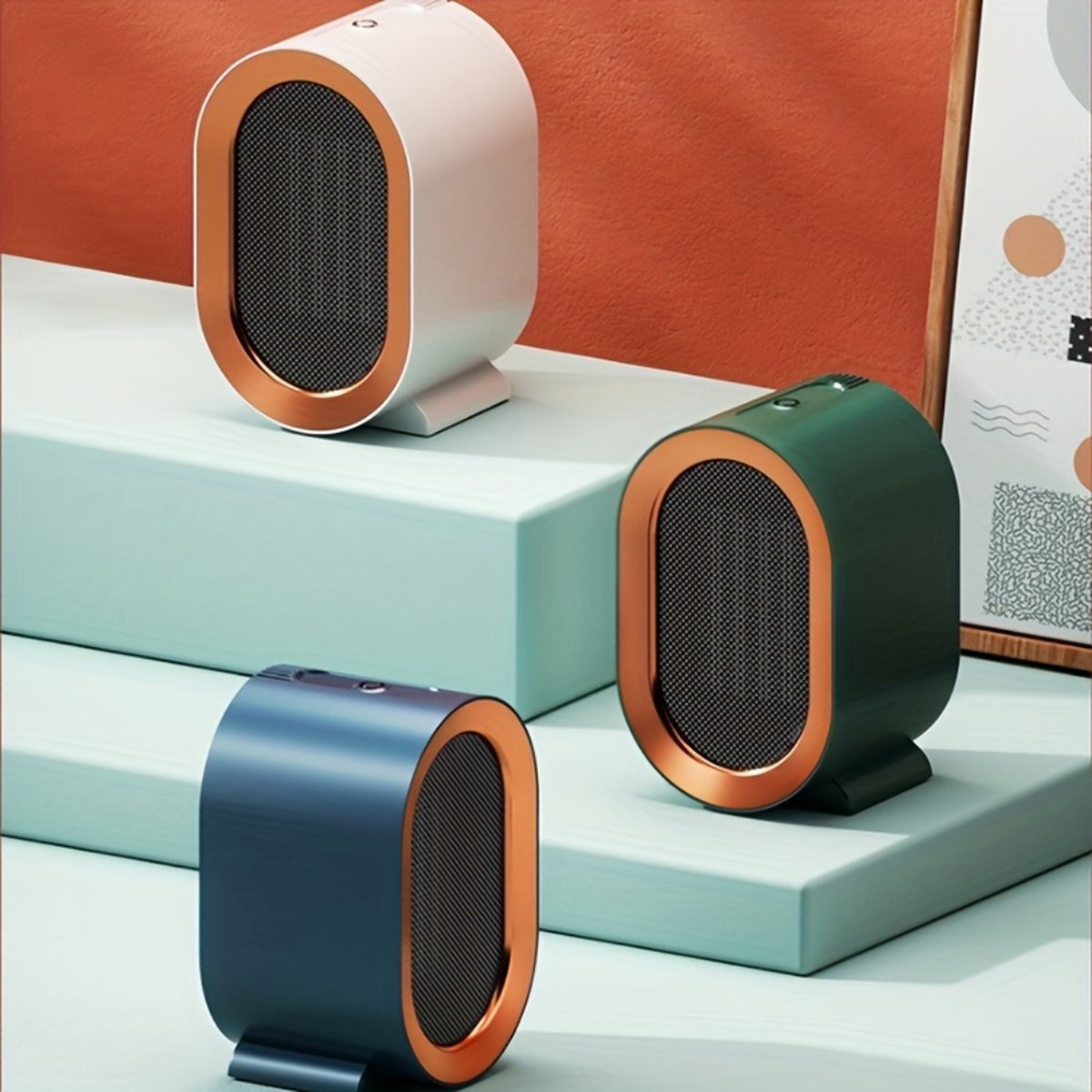 Elektrische Kachel - Haard - Heater - Mini Kachel - Infrarood Verwarmingspaneel - Blauw – foto 4