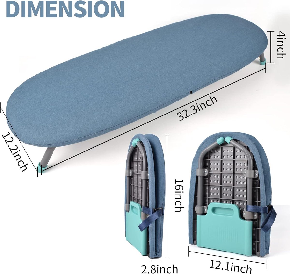 Addis Housse De Planche à Repasser Perfect Fit – Bleu Floral Élégant, Pour Planches Petites à Moyennes Jusqu'à 111 X 35 Cm